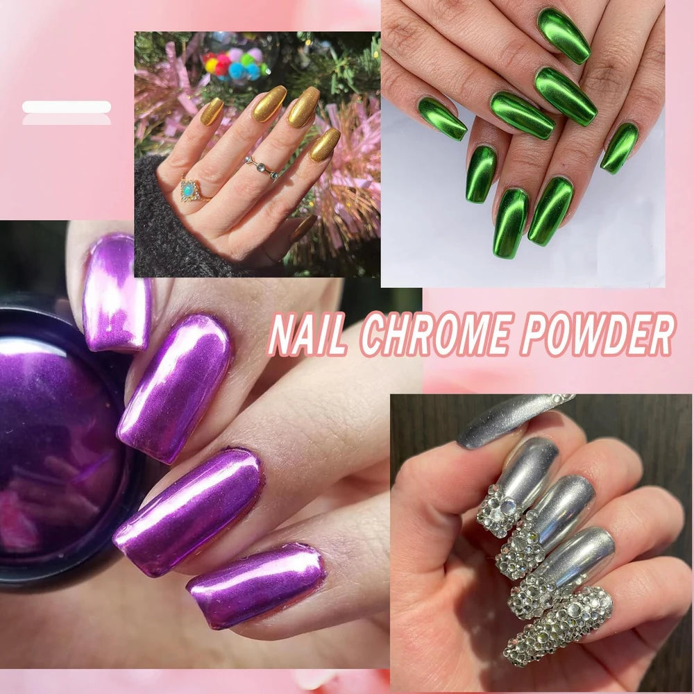Metallic Mirror Chrome Nail Powder Set