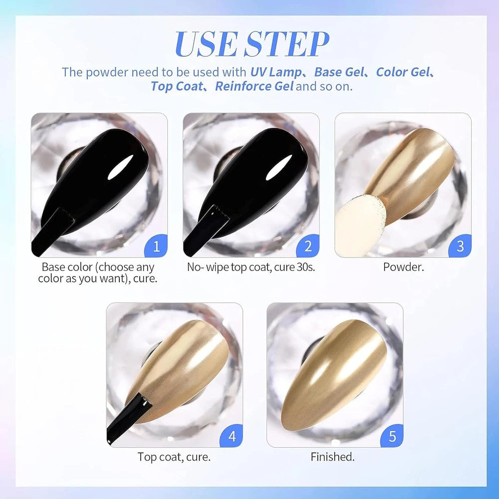 Metallic Mirror Chrome Nail Powder Set