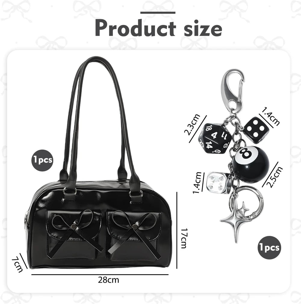 Black Y2K Hobo Shoulder Bag