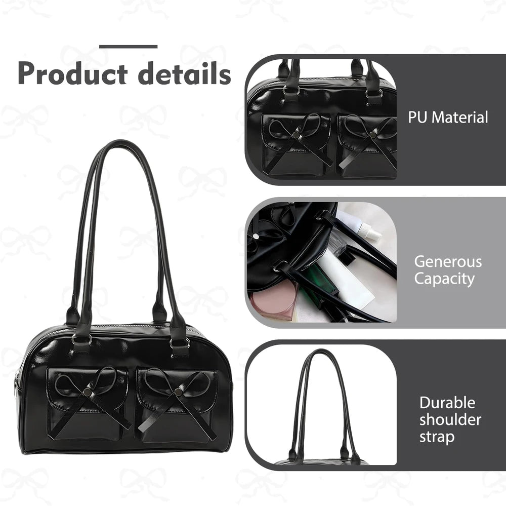 Black Y2K Hobo Shoulder Bag